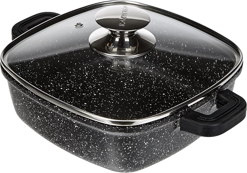 Kamberg - 28 x 28 cm square pot - Cast aluminium - Stone coating - Glass lid - Suitable for all heat sources i
