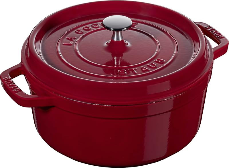 STAUB Cast Iron Casserole, Round, 24 cm, 3.8 L, Bordeaux