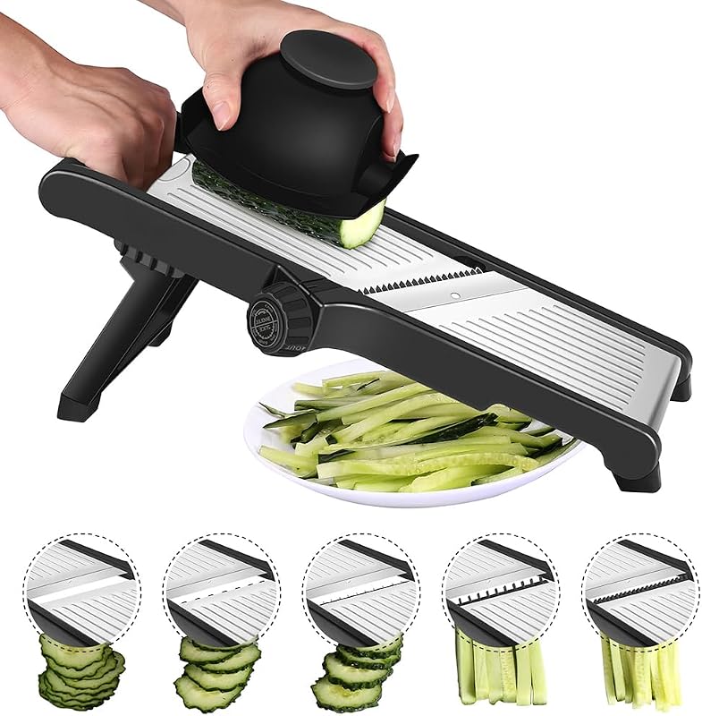 Multi-Function Kitchen Slicer - Professional Kitchen Mandolin with Anti-Cut Glove, Adjustable Stainless Steel,