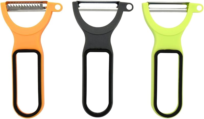 Fackelmann 41964 Set of 3 Vegetable Razors Peelers Stainless Steel Plastic Multicoloured Orange Green Grey 13