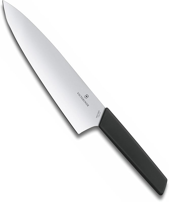 Victorinox Swiss Modern Carving Knife, Extra Large Blade, Dishwasher Safe, Steel, Black