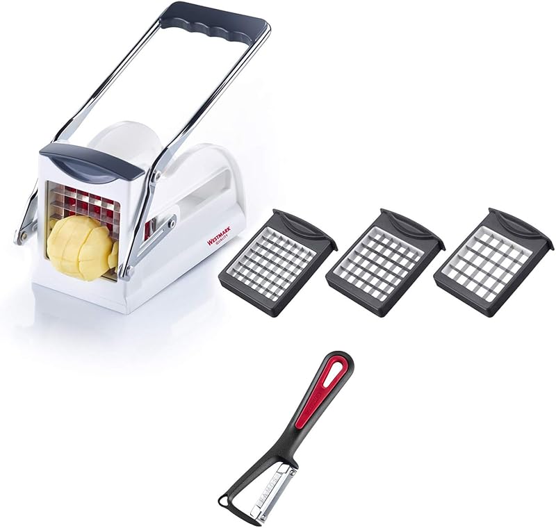 Westmark 118022E6 Fries and Vegetable Cutter + Potato Peeler Finger Food Vegetable Fruit Ticker with 3 Easy St