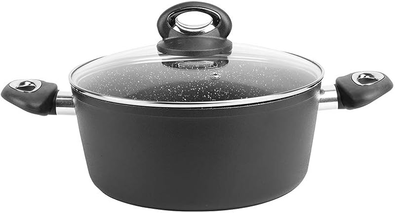 Sitram 711707 Granite Stewing Pot Diameter 24 cm Forged Aluminium with Black Non-Stick Coating PFOA-Free - Sto