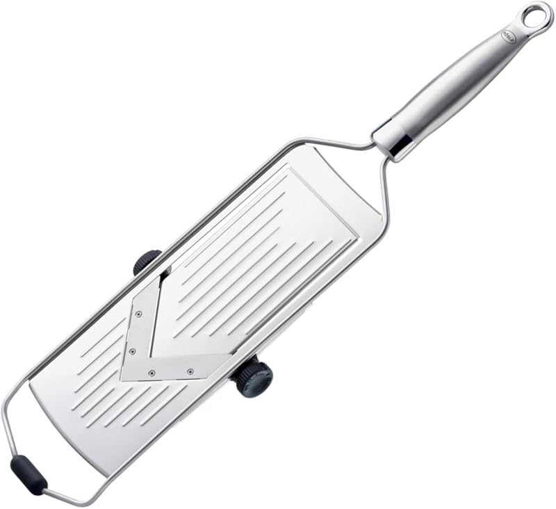 RÖSLE Supercut Slicer, V-Shaped Mandolin Slicer, Kitchen Utensil in Stainless Steel 18/10-5 Cutting Thicknesse