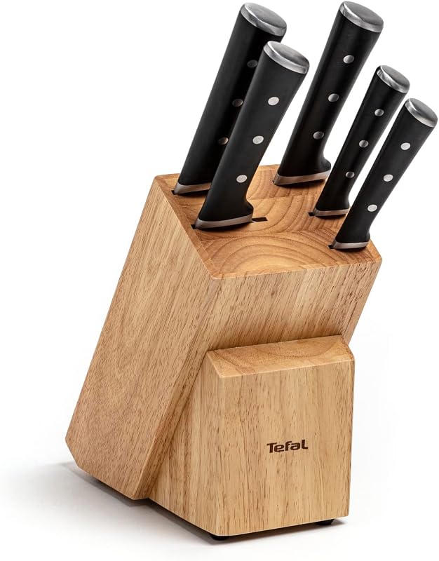 Tefal Ice Force K232S574 6 Piece Kitchen Knife Block + 5 Knives Set German Stainless Steel Blade 10 Year Guara
