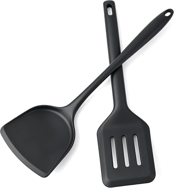 Lot de 2 Spatules Silicone – Spatule Cuisine et Spatule Enduit Antiadhésives, Résistantes à 230°C, Sans BPA, D