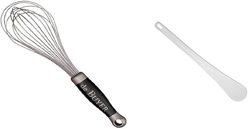 DE BUYER -2610.25 -Professional whisk with stainless steel wire goma 25 cm & 4745.30 - white polyglass spatula