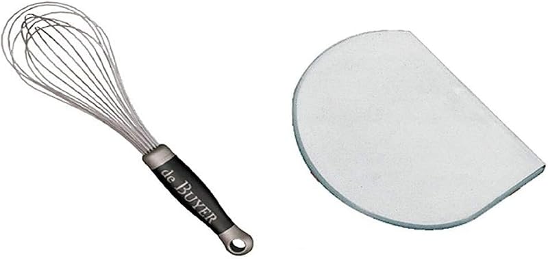 DE BUYER -2610.25 Professional Whisk with Goma Stainless Steel Wire 25 cm & 4858.00N - Round Polyethylene Sque