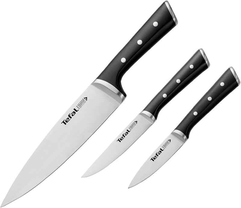 Tefal Ice Force K2323S Set of 3 Peeler Knives 9 cm Chef 20 cm Chef 20 cm Universal 11 cm Knife 9 cm Stainless
