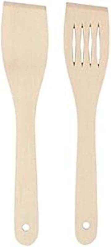 Chef Aid Set of 2 Wooden Spatulas 30 cm with Solid Spatula and Spatula with Opening for Cooking, Flipping, Mix