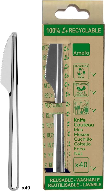 Amefa - Box of 40 recyclable knives - Leaves - 18/0 stainless steel, Standard finish
