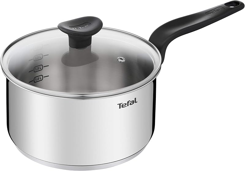 Tefal Primary E3082404 Saucepan 20 cm / 3 L + Lid, Premium Stainless Steel, Induction, Stew, Boil, Recipes