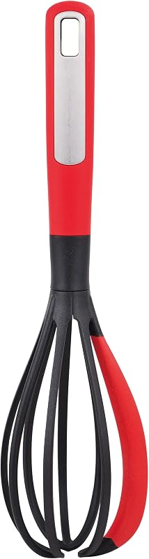 BERGNER Mars | Whisk | Nylon & Silicone | Ergonomic Handle, Coating & Hanging Hole | 12" Length | Black & Red