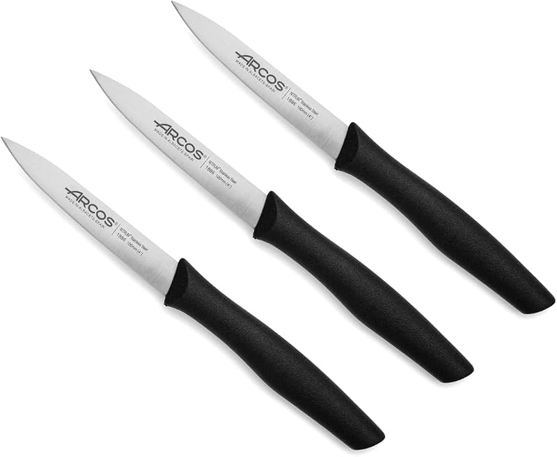 Arcos Set of 3 Paring Knives - 100mm Stainless Steel Blade - Polypropylene Handle - Kitchen Knives - Dishwashe