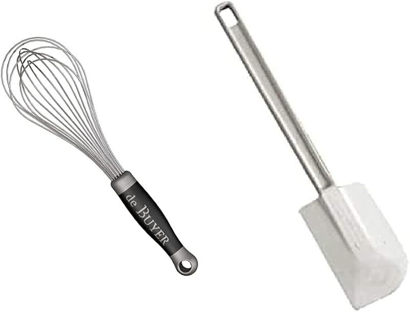 DE BUYER -2610.25 - Professional Whisk with Goma Stainless Steel Wire 25 cm & 891.24N - Maryse Pastry Spatula 