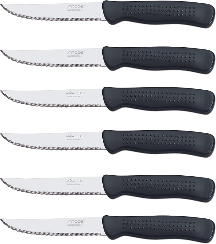 Arcos Steak Knife Set | Table Knives 6 PZAS | Polypropylene Handle | Blade 110 mm | Eco-Packaging | Dishwasher