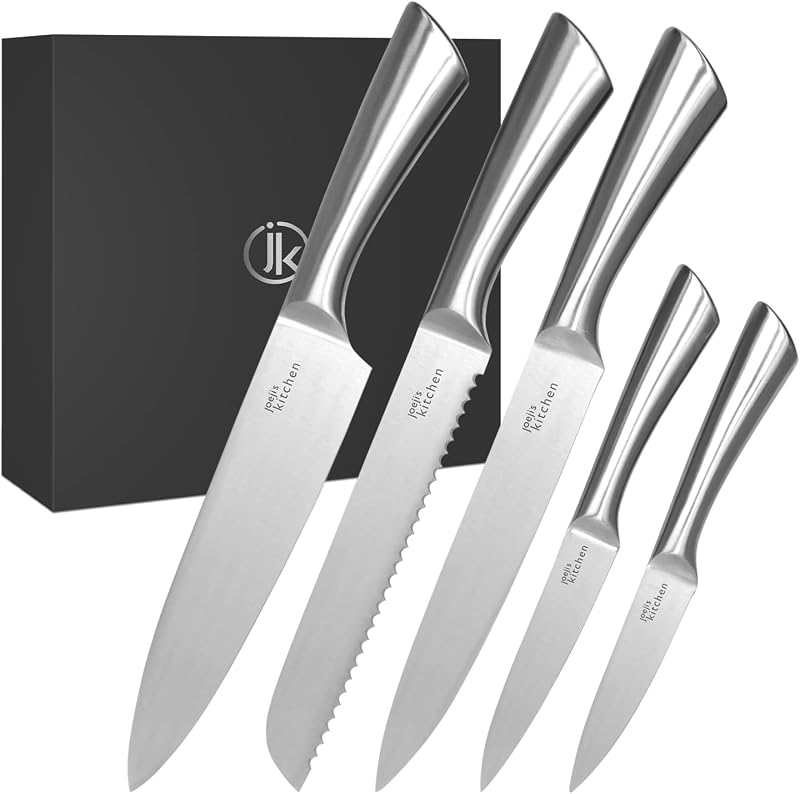 joeji's Kitchen Set of 5 Kitchen Knives - Heavy Duty Stainless Steel - Versatile Set - Professional Chef Set -