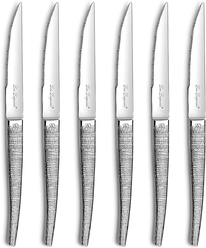 LOU LAGUIOLE Jet - Table steak knife set, steak blades, 6 pieces, Size 22.3 cm, Steel 18/0 - Textil finish - S