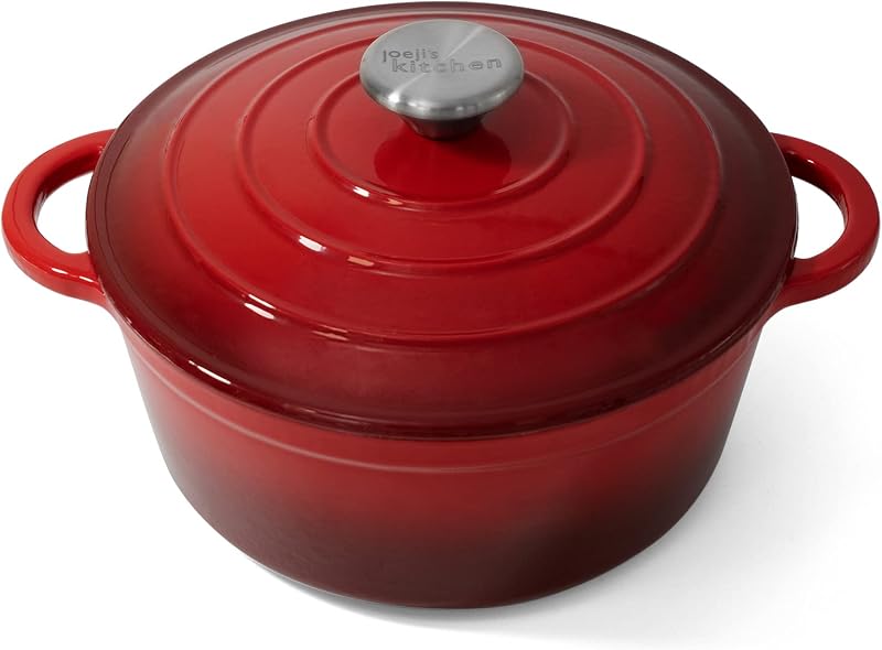 Joeji's Kitchen Cast Iron Casserole Dish with Lid 28 cm / 2.7 L - Non-Stick Induction - Enamelled Casserole Di
