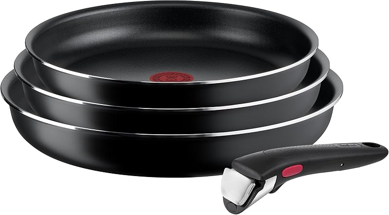 Tefal Ingenio Easy On Frying Pans 22/24/26 cm, Non-Stick Titanium Coating, Thermosignal, Removable Handle, Dis