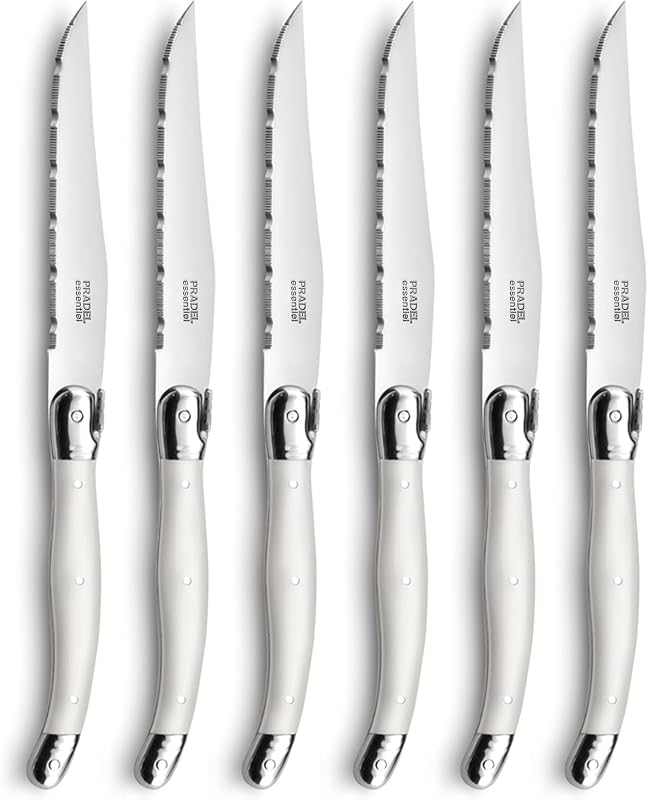 PRADEL ESSENTIEL - Set of 6 steak knives - Rustic - Stainless steel 18/0, Mirror finish - Length 230 mm - Pear
