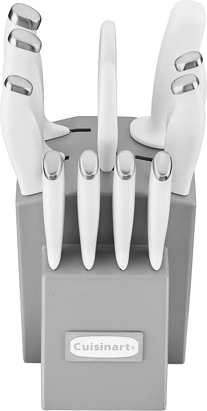 Cuisinart C77SSW-12PG Color Pro Collection 12-Piece Knife Block - White with Grey Block