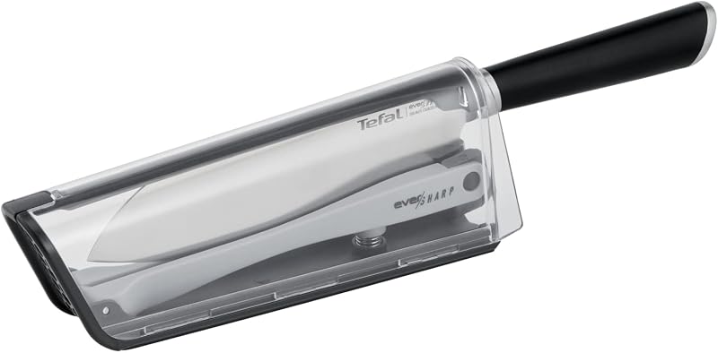 Tefal Santoku Kitchen Knife 16.5 cm, Multi-purpose, Built-in Sharpener, Exclusive Locking Technology, German S