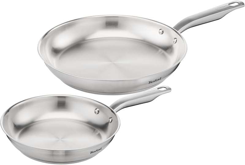 Tefal Virtuoso Set of 2 Frying Pans 24/28 cm, Induction, 10 Year Warranty, Premium Stainless Steel, Perfect Se