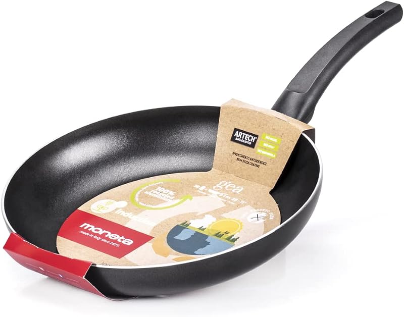 Moneta Gea Frying Pan, 28 cm, 100% Recycled Aluminium, for Every Hob Including Induction Made in Italy