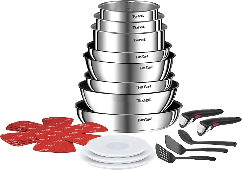 Tefal Ingenio L897SK04 20-Piece Cookware Set, Frying Pans with 2 Removable Handles, Induction, Non-Stick Coati