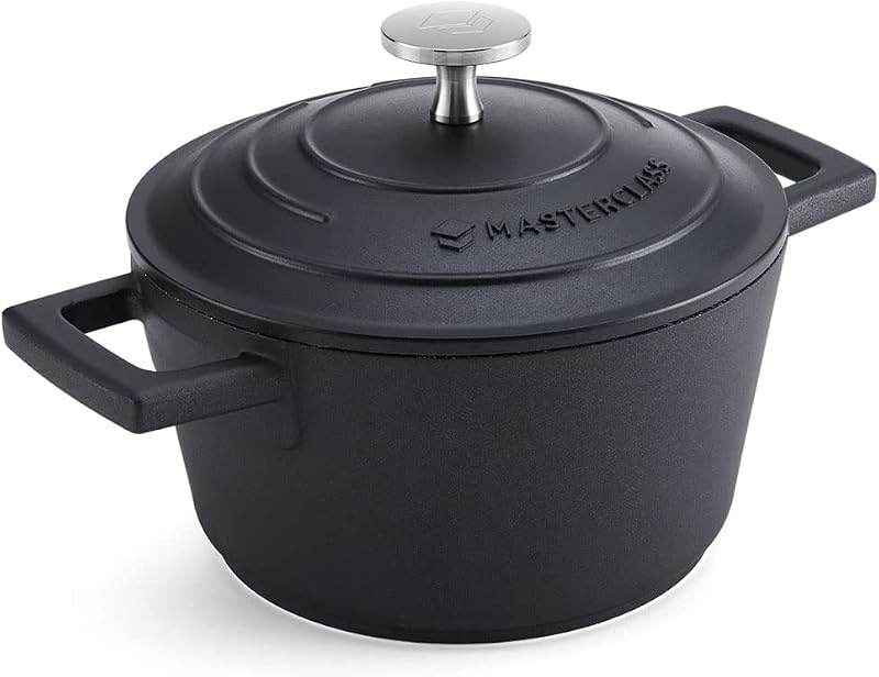 MasterClass 16cm Saucepan with Lid, Lightweight Cast Aluminium, Suitable for Induction Hob and Oven, Black