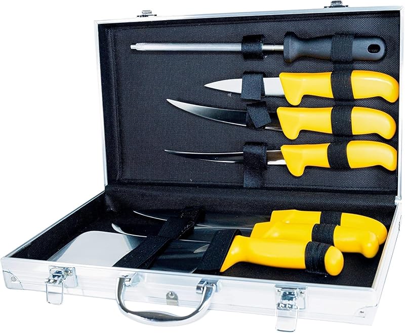 La Cuisine d'Albert Pradel Excellence, Pcot005009, Authentic, Case 6 Knives + 1 Rifle Colour Box