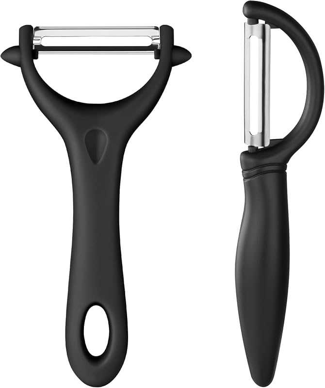 Auauy 2 x Universal Peeler, Vegetable Peeler Stainless Steel | Manual Potato Peeler Ergonomic Handle, Kitchen