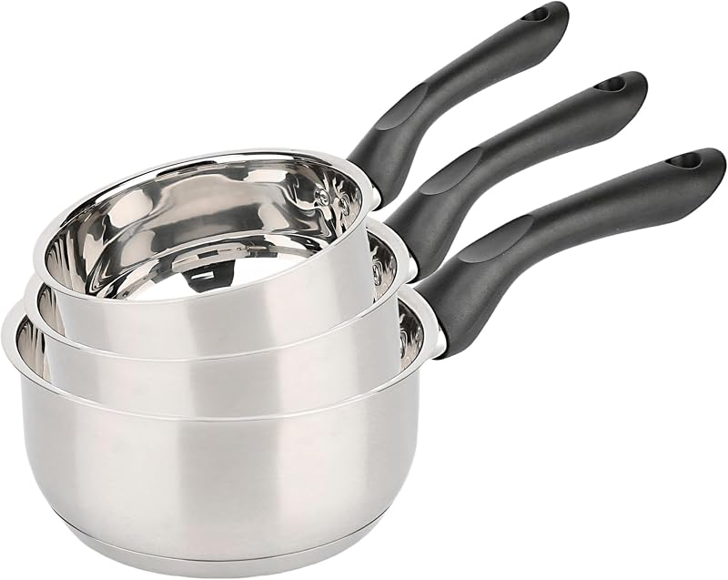 BAUMALU - Set of 3 Primo Saucepans - Stainless Steel - Suitable for All Heat Sources Including Induction - Tri