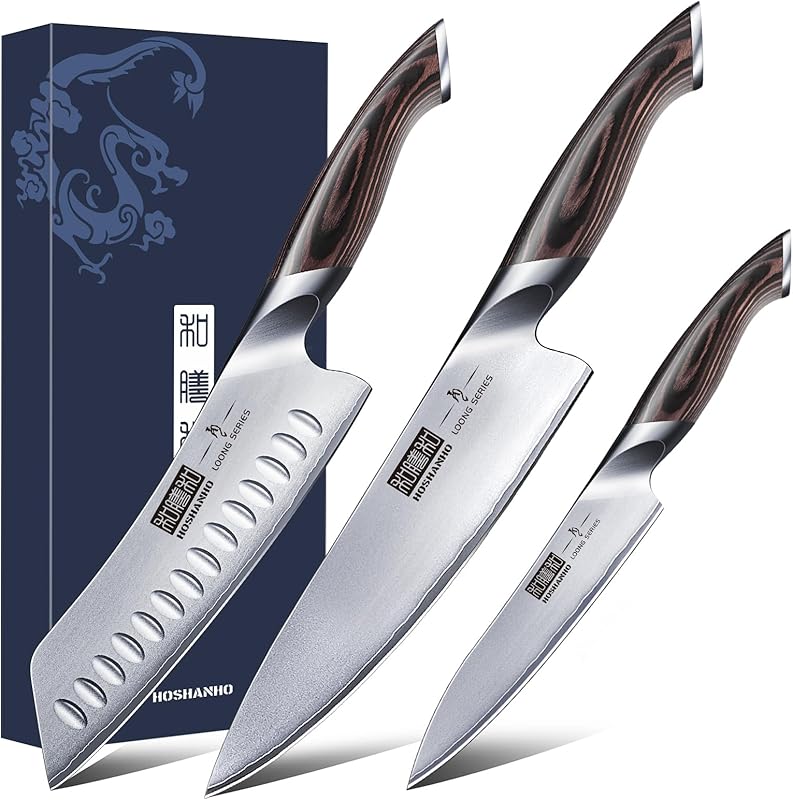 HOSHANHO 3-Piece Set Kitchen Knife, Professional Japanese Knife | German Stainless Steel Super Sharp Kitchen K