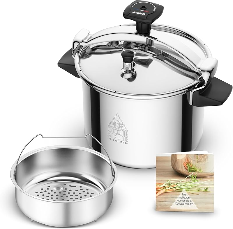 SEB Pressure cooker 9L, 7 to 10 people, induction, healthier faster cooking, French manufacture, 10-year warra