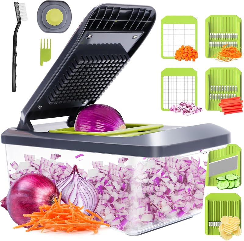 Multi-functional Vegetable Slicer - Professional Kitchen Mandolin with 6 Blades, Manual Diced Vegetable Julien