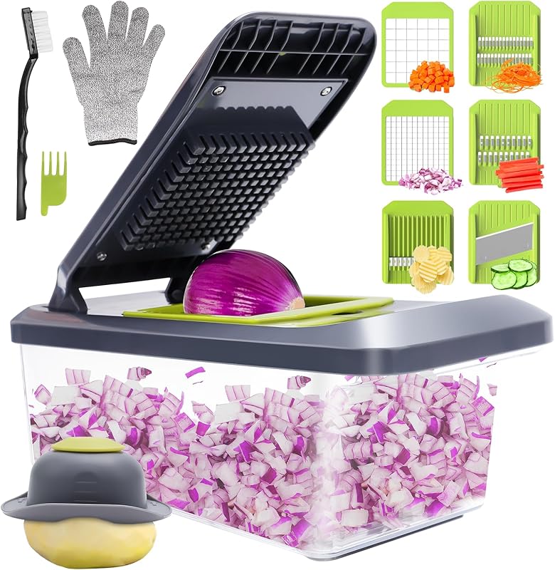Kitchen Mandolin Cutter - Professional Mandoline Slicer with 6 Stainless Steel Blades, Manual Vegetable Cutter