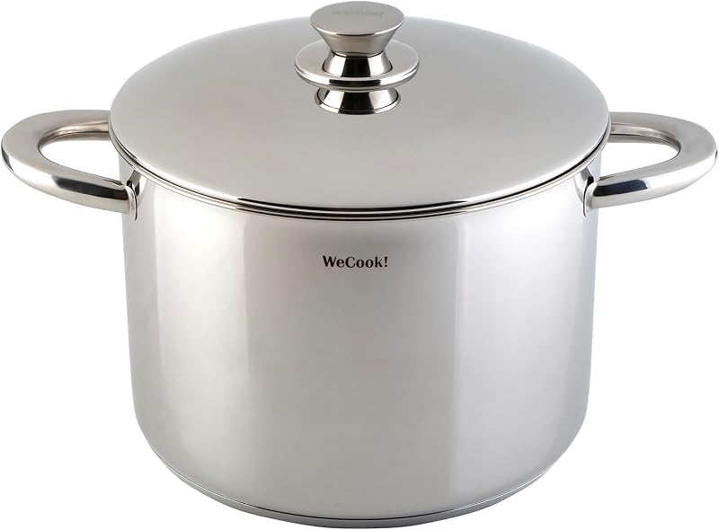 Wecook! Stainless steel stock pot with lid and integrated measuring scale, diameter 18 cm, capacity of 3.5 lit