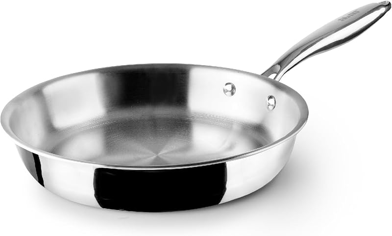 IBILI Natural Triple Layer Frying Pan, 28 cm, Stainless Steel, Suitable for Induction, Non-Stick, Silver