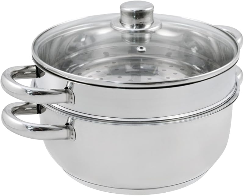 BAUMALU - 2 body steamer - Stainless steel - Suitable for all heat sources, including induction - Cooker consi