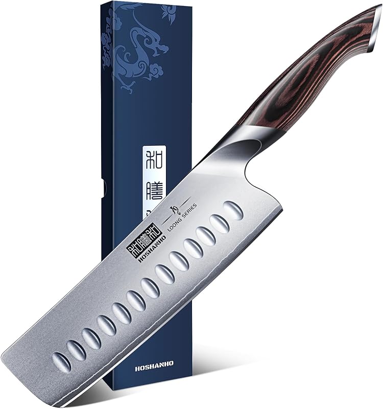 HOSHANHO 18cm Nakiri Kitchen Knife, Japanese Kitchen Knives | Stainless Steel High Carbon Knife