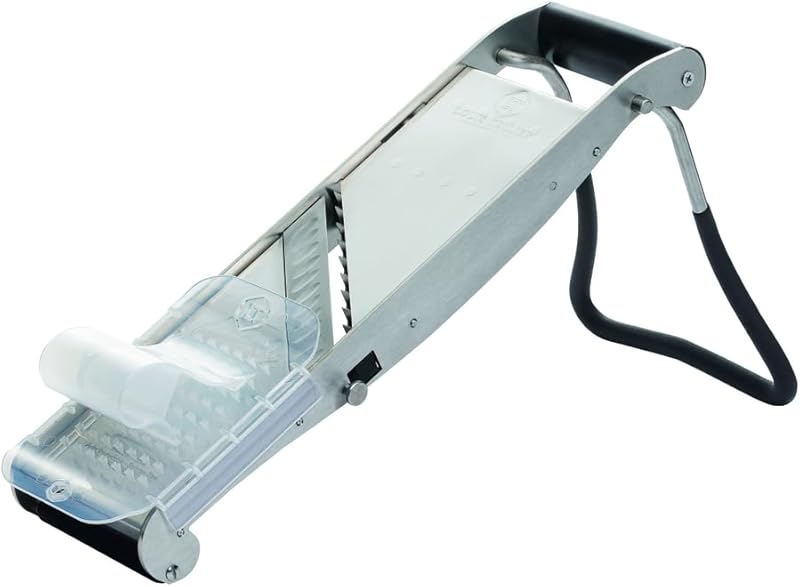 LOUIS TELLIER | Professional Edelstahl-Gemüsehobel Compact-PRO with Ergonomischem Schieber und Standfuß | 2 Ju