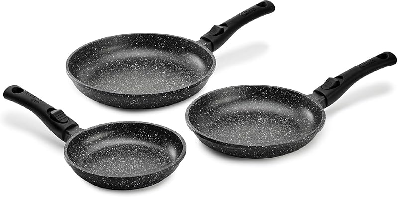 Pradel Excellence - PCUI001032 - Set of 3 Premium Cast Aluminium Frying Pans Ø20,24.5 cm - Stone-like non-stic
