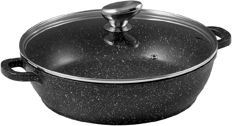 Pradel Excellence - PCUI001016 - Premium Cast Aluminium Slow Cooker Ø28cm, Glass Lid - Stone-Effect Non-Stick