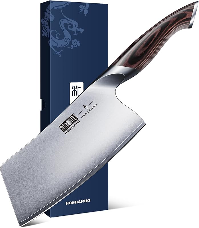 HOSHANHO Butcher Leaf, 18cm Professional Kitchen Chef Knife | Chinese Kitchen Knife, Japanese Kitchen Cleaver 