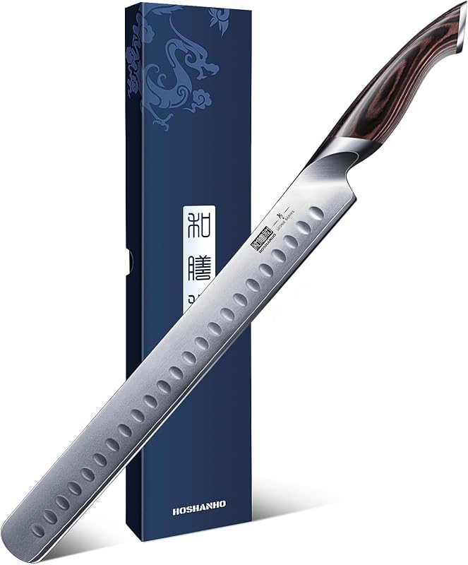 HOSHANHO Salmon Knife 30cm, Professional Japanese Cutting Knives | Ultra Sharp Super Steel Ham Knife with Ergo