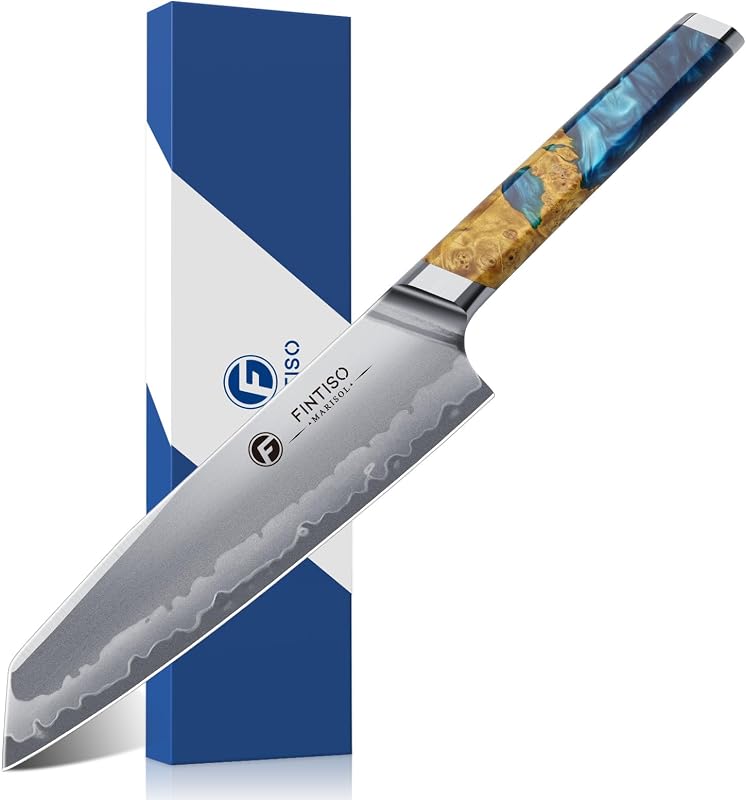 FINTISO Coltello da Chef 20 cm, Acciaio S35VN in Polvere, 7 Laminato