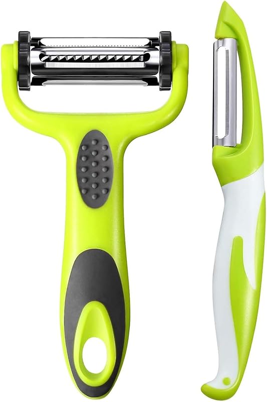 3 in 1 Julienne Peeler Fruit and Vegetable Peeler with Non-Slip Handle Ideal for Peeling Potatoes, Carrots and