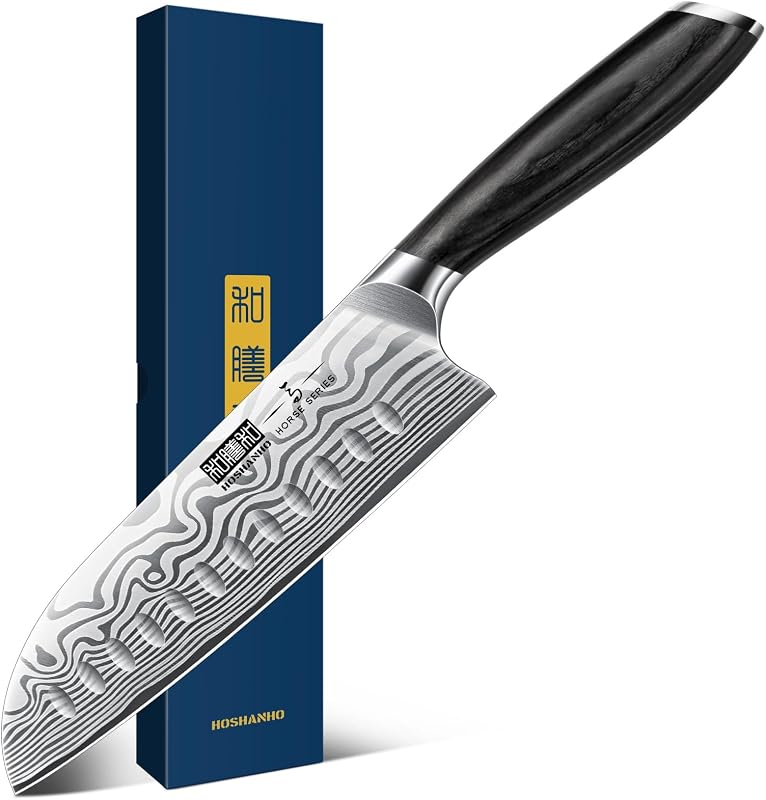HOSHANHO Santoku Knife 18cm, Japanese Kitchen Knife Chef Knife | Professional High Carbon Steel Ultra-Sharp Sa